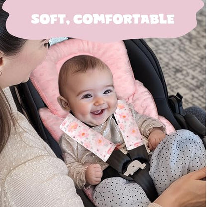 Car Seat Strap Covers for Babies Soft Car Seat Belt Covers, Mink Car Seat Straps Shoulder Pads for Boys and Girls, Flower - color: Flower
