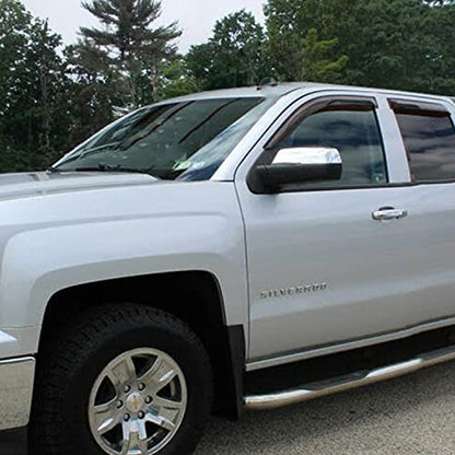 Side Window Visors rain Guards Vent Deflectors for 14-18 Chevrolet Silverado/GMC Sierra 1500 2500HD 3500HD Double/Extended Cab, Rain Guards Sun Shade Out Channel,Dark Smoke 4pcs 94528 - size: Compatible with Silverado/Sierra Extended 2014-18