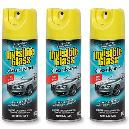 Invisible Glass 91163-3PK Premium Aerosol Glass Cleaner Spray for Car Windshields and Windows, Automotive and Home Window Cleaner, Streak-Free, Ammonia-Free, Tint-Safe – 15 oz (Pack of 3) - size: 15 Ounce (Pack of 3)