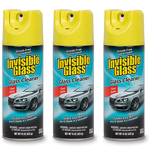 Invisible Glass 91163-3PK Premium Aerosol Glass Cleaner Spray for Car Windshields and Windows, Automotive and Home Window Cleaner, Streak-Free, Ammonia-Free, Tint-Safe – 15 oz (Pack of 3) - size: 15 Ounce (Pack of 3)