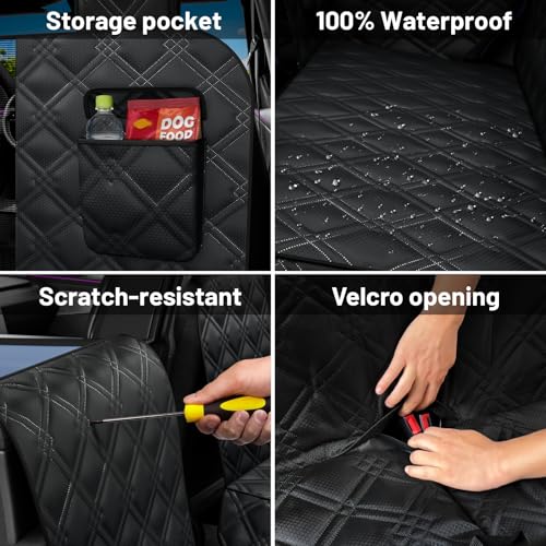 Dog Car Seat Cover For Back Seat Compatible With Tesla Model Y/3 - Pet Travel Hammock For Suv - Pets Backseat Covers For Car Seats -Waterproof Cars Seat Extender Protector Dogs with Headrest Protector - size: Tesla Dog Car Seat - Standard