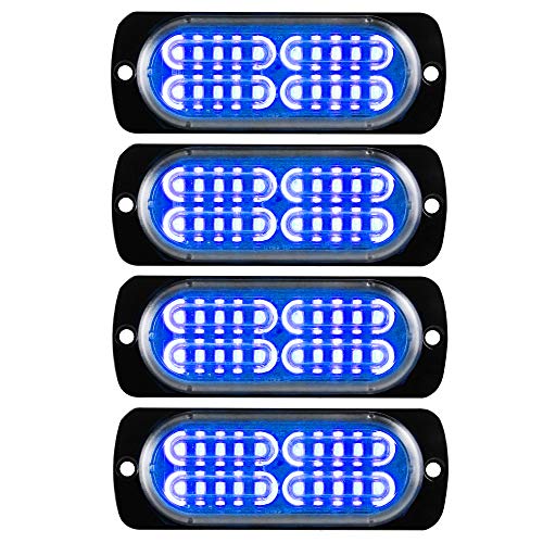 12-24V 20-LED Super Bright Emergency Strobe Warning Caution Hazard Construction Waterproof Flashing Strobe LED Light Bar Surface Mount for Car Truck SUV Van (Blue) - color: Blue