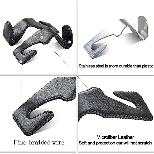 Car Hooks Universal Car Vehicle Back Seat Headrest Hanger Holder Hook Microfiber Leather & Stainless Steel for Bag Purse Cloth Drink Grocery (Black) - color: Black