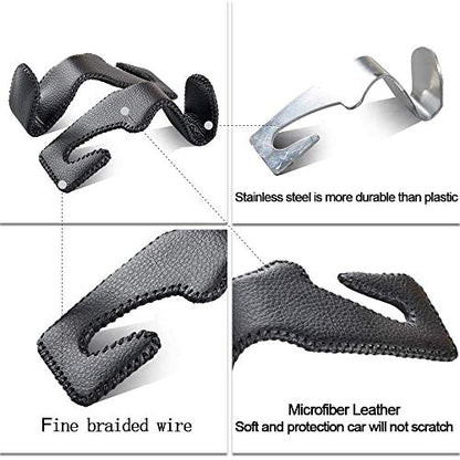 Car Hooks Universal Car Vehicle Back Seat Headrest Hanger Holder Hook Microfiber Leather & Stainless Steel for Bag Purse Cloth Drink Grocery (Black) - color: Black