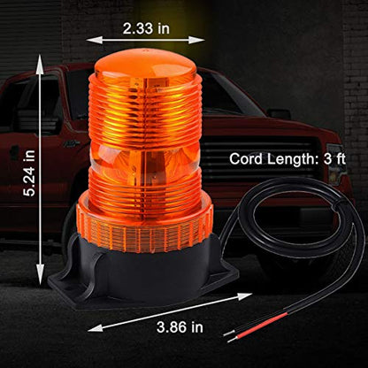 WOWTOU Magnetic Amber Led Strobe Lights for Forklift Golf Carts UTV Cars Trucks Tractor, 12V 24V Safety Warning Roof Top Flasher Emergency Flashing Beacon - color: Amber