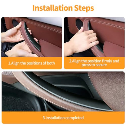 3 PCS Door Handle Covers Compatible with BMW X5 E70 2007-2013, X6 E71/E72 2007-2014 Accessories, Front Rear Left Right Side Inner Door Pull Handle Cover, Black - color: Black