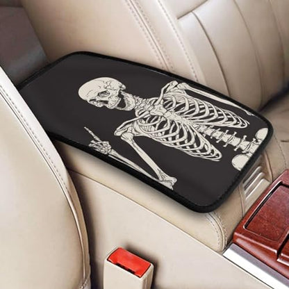 Rock Skull Auto Center Console Cover Universal Car Armrest Pad Waterproof Women Men Automotive Interior Accessories for Most Vehicle SUV - color: Rock Skull