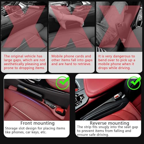 Car Seat Gap Filler Organizer of 2 - No Drop Seat Guard, Universal Car Seat Gap Filler, Durable Non-Slip Material, Easy 10-Second Install for Cars, Trucks & SUV(Red) - color: Red