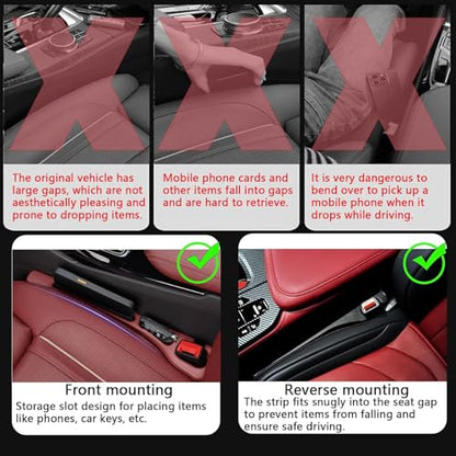 Car Seat Gap Filler Organizer of 2 - No Drop Seat Guard, Universal Car Seat Gap Filler, Durable Non-Slip Material, Easy 10-Second Install for Cars, Trucks & SUV(Red) - color: Red