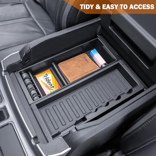 Center Console Organizer Compatible with 2015-2020 Ford F150 Accessories F250/350/450 SuperDuty (2017-2022) and Expedition (2018-2024) Armres Insert Tray, Full Console w/Bucket Seats ONLY