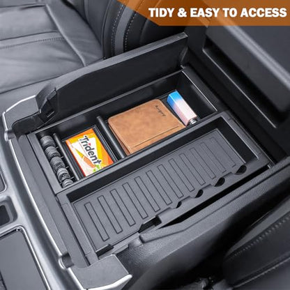 Center Console Organizer Compatible with 2015-2020 Ford F150 Accessories F250/350/450 SuperDuty (2017-2022) and Expedition (2018-2024) Armres Insert Tray, Full Console w/Bucket Seats ONLY