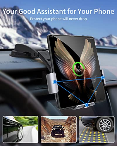 Dual Coil Wireless Car Charger for Galaxy Z Fold 6/5/mate xt,Fast ChargingCar Phone Mount for Galaxy Z Fold 4/3,Smartphone Holder Air Vent Dashboard for iPhone16 Max