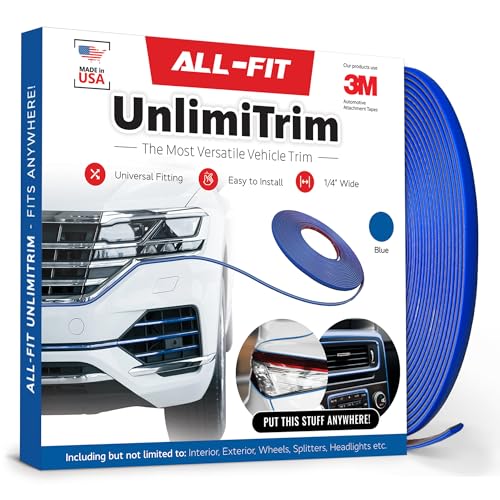 All-Fit Automotive UnlimiTrim – Universal Decorative Exterior and Interior Trim – Easy-to-Install Anywhere Automotive Exterior Accessories (0.25” W x 120” L, Blue) - color: Blue