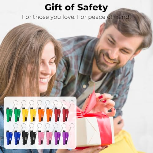 PIFOOG 16 Pcs Car Window Breaker Keychain 3-in-1 Emergency Escape Tool Glass Breakers Seatbelt Cutter Rescue Whistle Mini Compact Auto Safety Survival Tools 8 Colors - color: 16 PCS