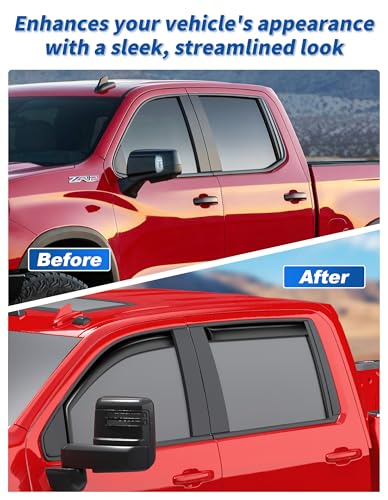 in-Channel Window Rain Guards Fit for Chevy Silverado & GMC Sierra 2500HD/3500HD 2020-2026 Crew Cab Extra Durable Window Deflectors Window Visor Vent Visors Shades Exterior Truck Accessories - size: 2020-2026 Silverado/Sierra 2500HD/3500HD Crew Cab