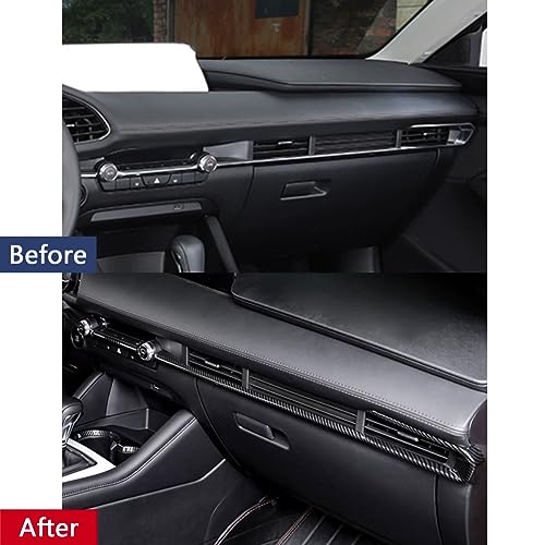 Car Accessories Fit for 2019 2020 2021 2022 2023 2024 2025 Mazda 3 Axela Inner Dashboard Center Console AC Air Vent Outlet Cover Trim (Carbon Fiber Style) ABS 4 PCS - color: Carbon Fiber Style
