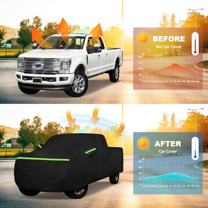 QUNSUNUS Truck Cover for Ford F-150 SuperCab 6.5ft Bed & Crew Cab 5.5ft Bed 2004-2025, Waterproof F150 Truck Cover with Zipper,Compatible with Silverado 1500 Crew Cab 5.8ft 2014-2025 - size: for F150 SuperCab&Crew Cab Short Bed 2004-2025