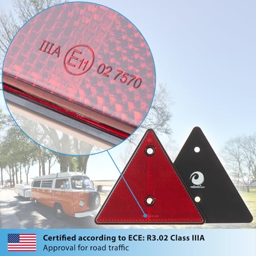 valonic triangle reflector,2 pieces - 6 x 6 inch - reflector for trailers - red - no screws included