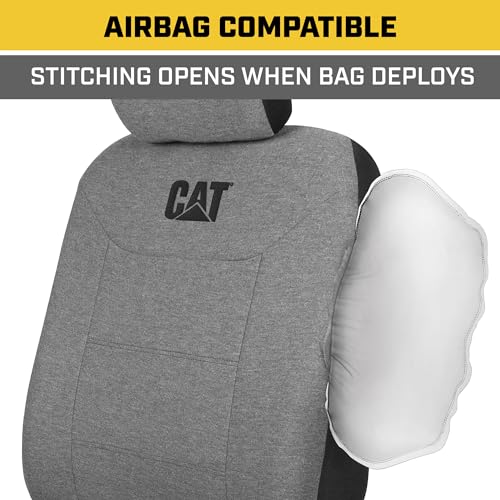 Cat CozyBlend Car Seat Covers, Gray Heather - Premium Jersey Fabric Seat Covers for Cars Trucks SUV, Breathable Cotton Car Seat Covers Front Seats Only, Universal Fit Automotive Interior Covers - color: Gray