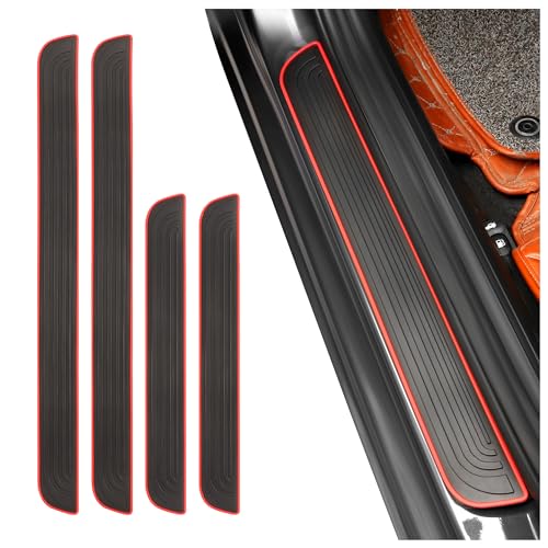 4PCS Car Door Sill Protector,Anti-Scratch & Waterproof Car Door Sills Scratch Protection,Universal Car Exterior Accessories Automotive Door Entry Guard for Car,Truck,SUV (Black Red, Width 1.96") - color: ['Black Red'], size: Width 1.96"