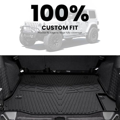 LASFIT Trunk Mat for Jeep Wrangler 2011-2018 JK Unlimited 4-Door Without Subwoofer (NOT for JL or 2-Door) All Weather TPE Custom Fit Cargo Mat Trunk Liner Cargo Liner, Black - style: Wrangler JK 2011-2018 Cargo Mat