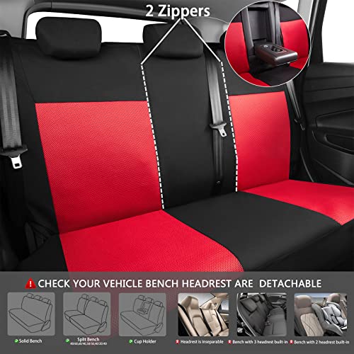 CAR PASS Rainbow Universal Fit 3D Air Mesh Car Seat Cover with 5mm Composite Sponge Inside,Airbag Compatible (Black Red) - color: Black and Red, size: Full Sets
