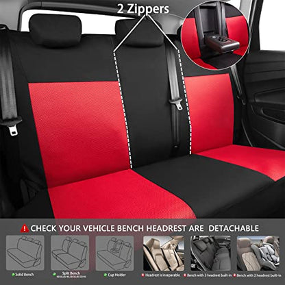 CAR PASS Rainbow Universal Fit 3D Air Mesh Car Seat Cover with 5mm Composite Sponge Inside,Airbag Compatible (Black Red) - color: Black and Red, size: Full Sets
