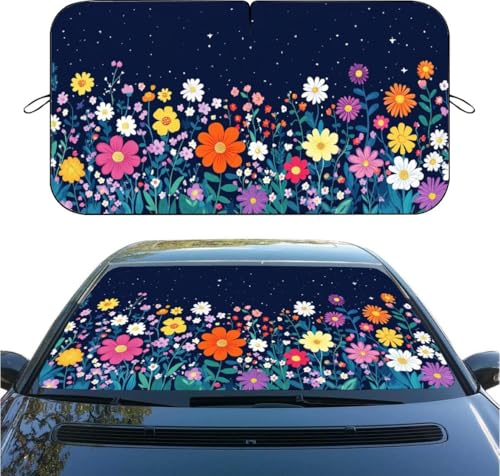 Boho Flower Car Windshield Sunshade, UV Heat Reflector Sun Visor Protector, Foldable Front Window Car Sun Shade, Universal Automotive Car Accessories for SUV Truck Van,59" L X 31.5" W - color: color 5