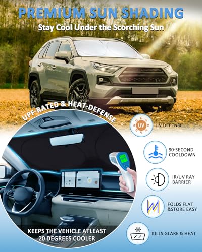 Sun Shade for RAV4 Windshield Sunshade fit for Toyota RAV4 2019-2021 2022 2023 2024 2025 Accessories Front Window Cover Shield Visor Protector Blocker - size: for Toyota RAV4 19-25