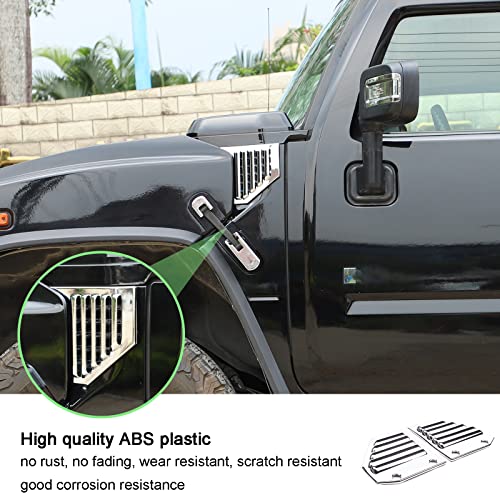 2PCS Car Side Vent Cover Hood Intake Bezel Trim Molding Compatible with 2003-2009 Hummer H2,Side Scoop Hood Cover Car Exterior Accessories (Silver) - color: Silver