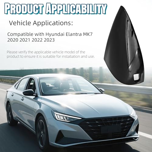 Car Front Left Side Door Handle Key Cover Cap Compatible with Hyundai Elantra MK7 2020 2021 2022 2023 Replace Part 82652-AA100 Door Handle End Bezel (Front Left Door, Black) - color: Black
