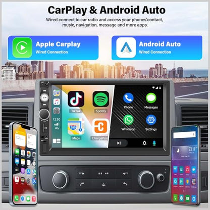 Double Din A-pple CarPlay Car Stereo with Carplay Android Auto,Bluetooth,7" HD Touchscreen 2 Din Car Radio Car Multimedia MP5 Player AUX/USB/TF Card Input Mirror Link,FM,SWC+12 LEDs-Backup Cam Mic USB - style: Model 1