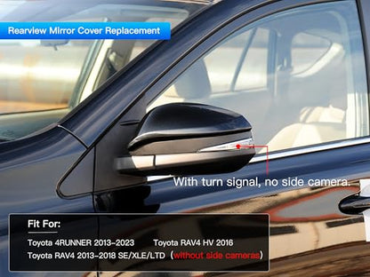 Passenger Right Side Mirror Cover Cap Compatible with Toyota RAV4 2013-2018 XLE/SE/LTD, RAV4 HV 2016, 4RUNNER 2013-2023 - Without Side Camera Models, Glossy Black - color: Glossy Black, size: Right Passenger Side