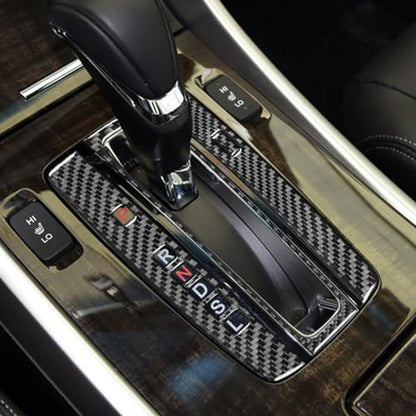 Carbon Fiber Gear Shift Panal Cover Stick Shifter Cap Cover Compatible with Honda Accord 9th Gen 2013 2014 2015 2016 2017 - color: Black 67