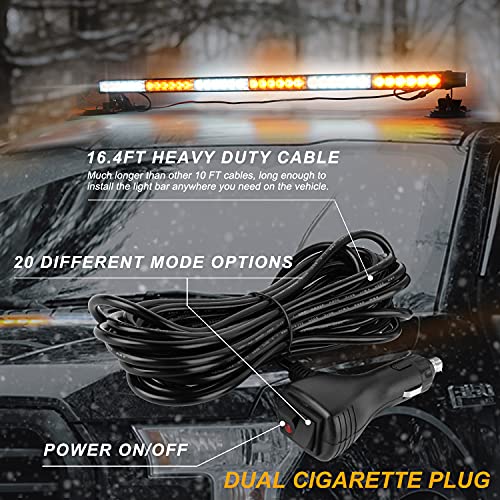 ASPL 38.5" 78 LED Strobe Light Bar Double Side Flashing High Intensity Emergency Warning Flash Strobe Light with Magnetic Base for Safety Construction Vehicles Tow Trucks Pickup (Amber/White) - color: Amber/White