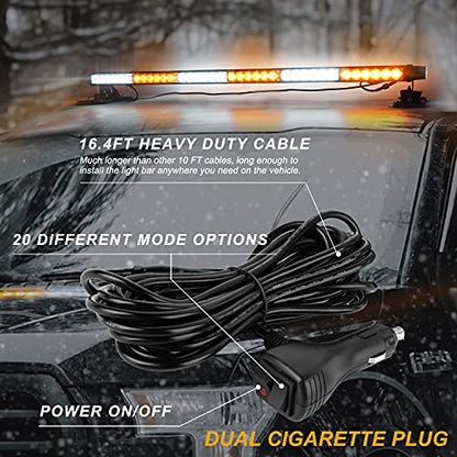 ASPL 38.5" 78 LED Strobe Light Bar Double Side Flashing High Intensity Emergency Warning Flash Strobe Light with Magnetic Base for Safety Construction Vehicles Tow Trucks Pickup (Amber/White) - color: Amber/White