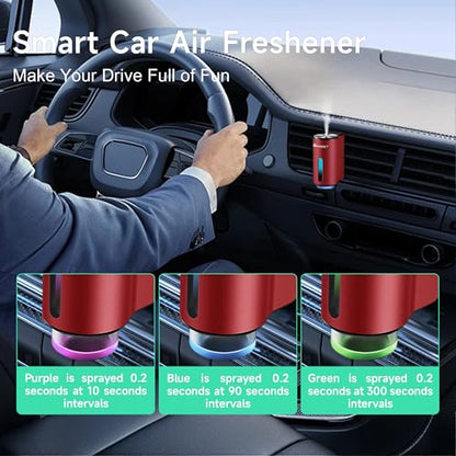 Car Air Freshener Diffuser,Smart Car Aroma Diffuser Air Freshener Spray Automatic with 10PCS Cologne Aromatherapy Oil (red) - color: Red