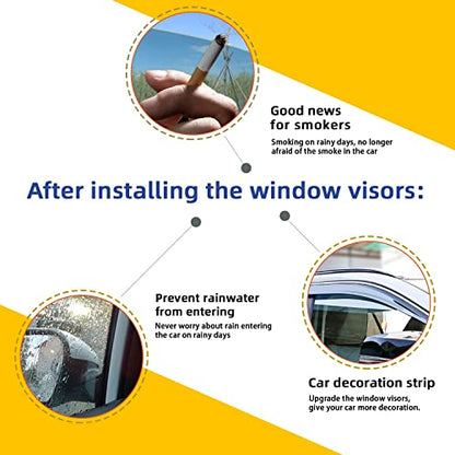 Window Visors Compatible with 2017-2022 Honda CRV CR-V Smoke Tint with Chrome Trim Outside Mount Tape On/Clip On Style PMMA Sun/Rain Guard Vent 4pcs - size: 17-22 CRV