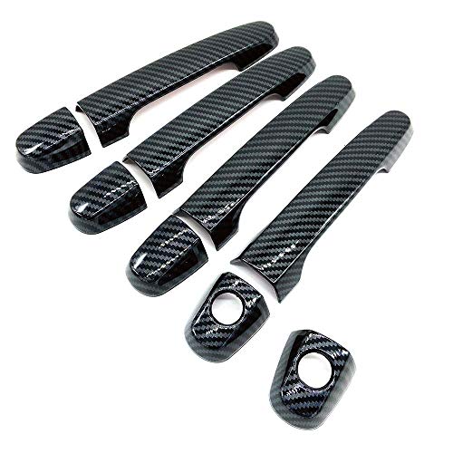 Signature Carbon Fiber Print Side Door Handle Covers OverlaysCompatible with Camry Corolla Highlander Matrix Prius RAV4 Solara xA xB xC TC