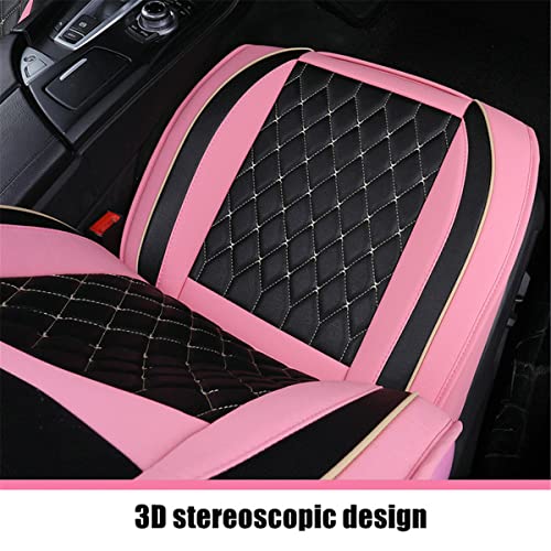 Car Seat Covers Front Seats, Super Luxurious Heavy Universal Duty Waterproof Leather Automotive Vehicle Cover for Cars SUV Pick-up Truck, Non-Slip Seat Pink Car Accessories (2 PCS Front/Black Pink) - color: 2 PCS Front/Black Pink
