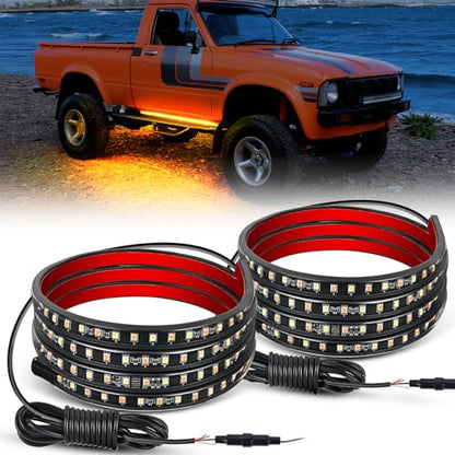 Nilight 48inch Truck LED Running Board Lights 2 PCS Side Maker Light with White Courtesy & Sequential Amber Turn Signal Lighting Strips Kit for Trucks Pickup SUV - color: 48" Running Board Lights White/Amber