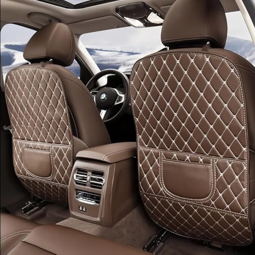 Car Seat Kick Mat Protectors for Volvo XC40 XC60 XC70 XC90 2007-2025, 2Pcs Universal Leather Seat Back Anti-Kick Pad, Anti-Scratch Resistant Waterproof for SUVs Minivans, F/Coffee - color: F/Coffee