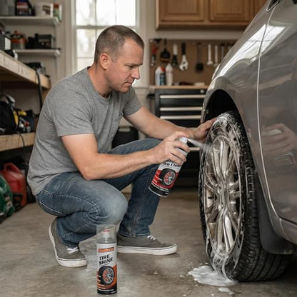 Wheel & Tire Cleaning Kit - 2 Pack (14 oz Bottles) | All-in-One Cleaner for Brake Dust & Grime | Restores Tire Shine | Includes Wheel Cleaner, Tire Shine, Brush & Towel