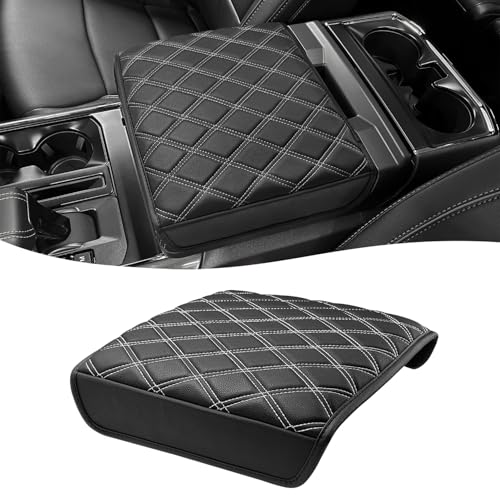 Center Console Armrest Cover for Ford F150 Lightning 2021 2022 2023 2024 2025 2026, Workstation Arm Rest Lid Protector Pad, Interior Accessories, Black-Gray Stitch (Fits Work Surface Console Only) - size: Work Surface, 21-26 F150, Gray Stitch