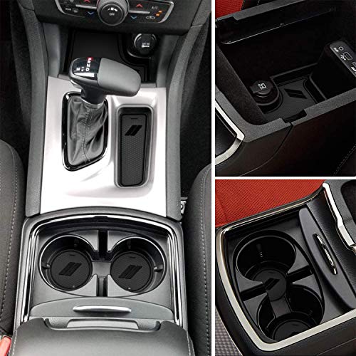 Fits Dodge Charger Accessories 2015-2023, Cup Holder Insert Center Console Shifter Liner Trim Interior Door Pocket Mats (24pcs Set, Black Trim) - color: Black