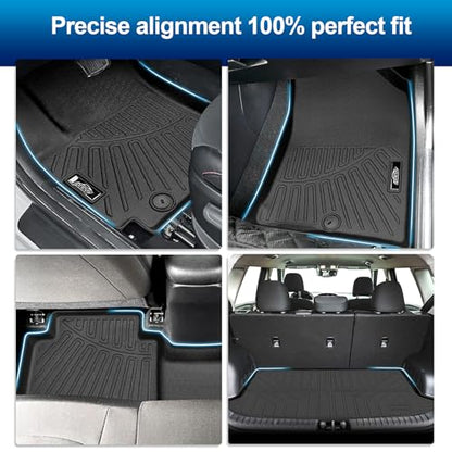 Peleus Floor Mats for KIA Soul 2020-2025 2026 (Fits Upper Floor of The Trunk,Without Subwoofer),TPE All Weather Protection 2 Rows Car Floor Liners with Cargo Liner KIA Soul Trunk Mat+Floor Mats - style: For Kia Soul 2020+