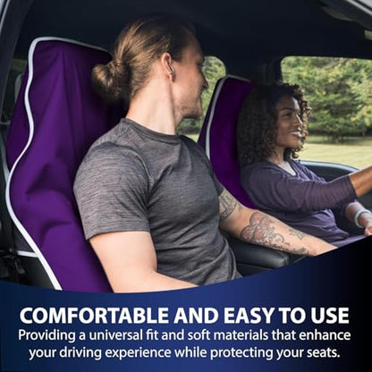 Dri Seats Waterproof Car Seat Cover – Premium Sweat Towel with Slip Resistant Backing for Front Seats in Cars, Trucks, SUVs – Universal Seat Covers & Liner, Easy Install (Purple, Large) - color: Purple, size: Large