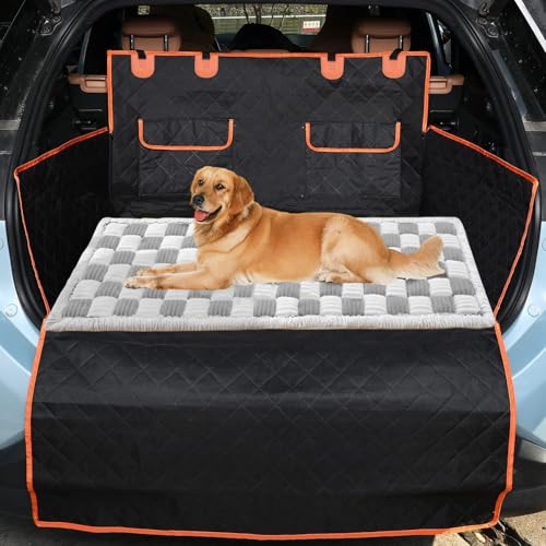 Backseat Pet Bed Mat,Dog Bed for Car,Dog Seat Cover for Car Back Seat, Non-Slip Travel Pet Mat, Fit for Backseat Extenders and Seat Covers (Light Gray&White) - color: Black