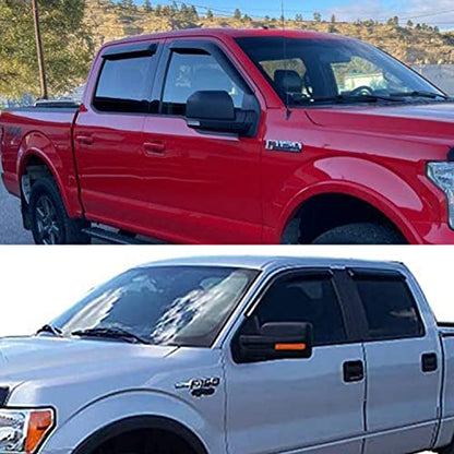 Window Visors Rain Guards Side Wind Deflectors for 2015-2025 F-150 Crew Cab, 2017-2025 F-250 F-350 F-450 Super Duty (SuperCrew/Crew) Cab, Vent Guard Shade Sun 94975 4-Pieces Set - size: 2015-2024 F150 Crew cab