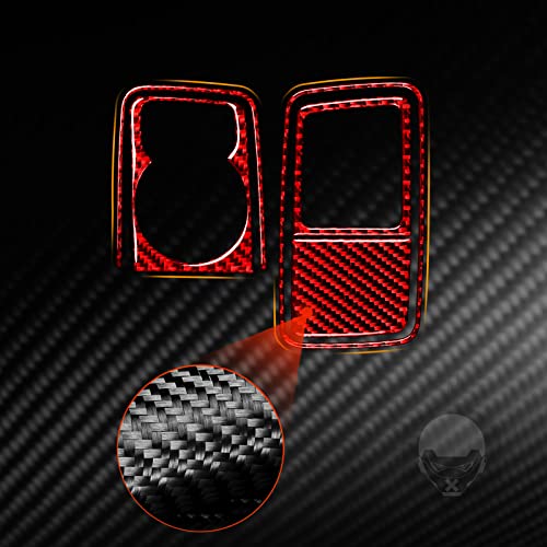 Carbon Fiber Center Console Car Gear Shift Knob Rotary Shifter Panel Cover Carbon Fiber Sticker Car Interior Trim Compatible with Dodge Ram 1500/2500/3500 2013 2014 2015 Accessories Red (Kit-C 5Pcs) - color: Red 12